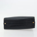GUCCI Hand Bag Leather Navy Gold Auth 177664-9