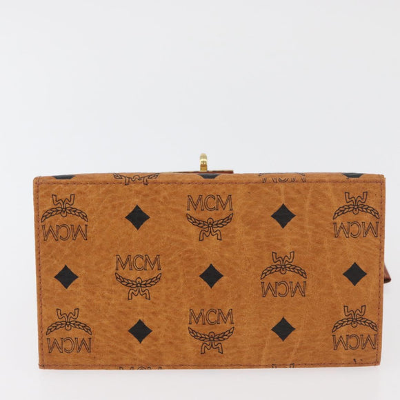 MCM Vicetos Logogram Hand Bag PVC Leather Brown Gold Auth 177665A