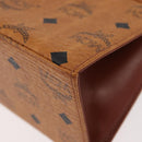 MCM Vicetos Logogram Hand Bag PVC Leather Brown Gold Auth 177665A-14