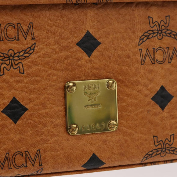 MCM Vicetos Logogram Hand Bag PVC Leather Brown Gold Auth 177665A
