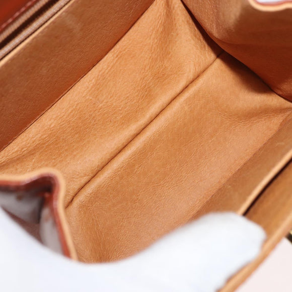 MCM Vicetos Logogram Hand Bag PVC Leather Brown Gold Auth 177665A