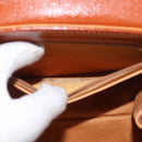 MCM Vicetos Logogram Hand Bag PVC Leather Brown Gold Auth 177665A-25