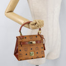 MCM Vicetos Logogram Hand Bag PVC Leather Brown Gold Auth 177665A-26