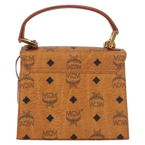 MCM Vicetos Logogram Hand Bag PVC Leather Brown Gold Auth 177665A