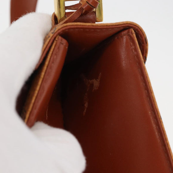 MCM Vicetos Logogram Hand Bag PVC Leather Brown Gold Auth 177665A