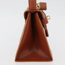 MCM Vicetos Logogram Hand Bag PVC Leather Brown Gold Auth 177665A-6