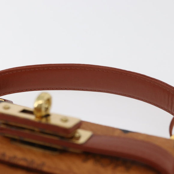 MCM Vicetos Logogram Hand Bag PVC Leather Brown Gold Auth 177665A