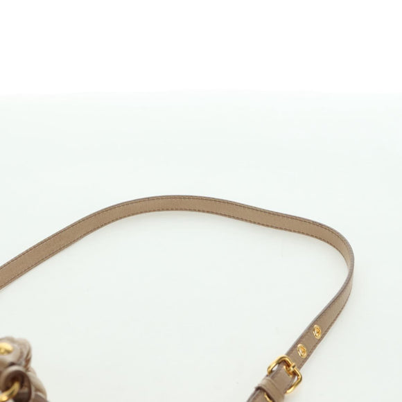 Miu Miu Matelasse Hand Bag Leather 2way Beige Gold Auth 177667V