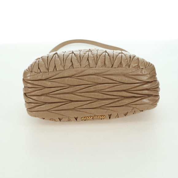 Miu Miu Matelasse Hand Bag Leather 2way Beige Gold Auth 177667V