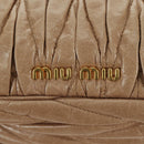 Miu Miu Matelasse Hand Bag Leather 2way Beige Gold Auth 177667V-21