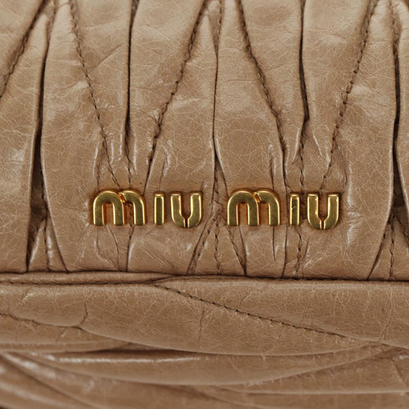 Miu Miu Matelasse Hand Bag Leather 2way Beige Gold Auth 177667V