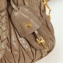 Miu Miu Matelasse Hand Bag Leather 2way Beige Gold Auth 177667V-9