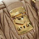 Miu Miu Matelasse Hand Bag Leather 2way Beige Gold Auth 177667V-22