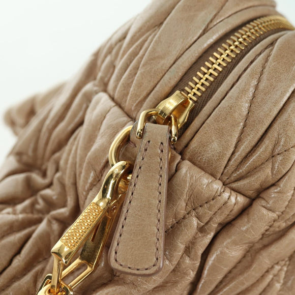 Miu Miu Matelasse Hand Bag Leather 2way Beige Gold Auth 177667V