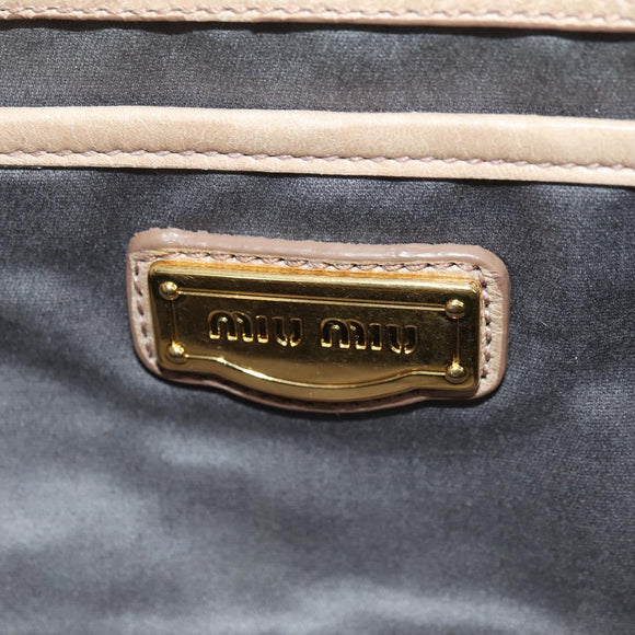 Miu Miu Matelasse Hand Bag Leather 2way Beige Gold Auth 177667V