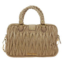 Miu Miu Matelasse Hand Bag Leather 2way Beige Gold Auth 177667V-2