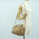 Miu Miu Matelasse Hand Bag Leather 2way Beige Gold Auth 177667V-31