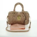 Miu Miu Matelasse Hand Bag Leather 2way Beige Gold Auth 177667V-12