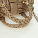 Miu Miu Matelasse Hand Bag Leather 2way Beige Gold Auth 177667V-7