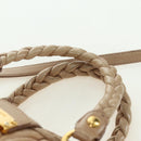 Miu Miu Matelasse Hand Bag Leather 2way Beige Gold Auth 177667V-14