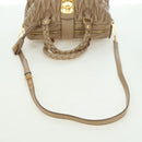 Miu Miu Matelasse Hand Bag Leather 2way Beige Gold Auth 177667V-8