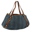 GUCCI GG Canvas Interlocking G Abbey Tote Bag Denim Blue Gold 130736 Auth 177670-1