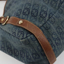 GUCCI GG Canvas Interlocking G Abbey Tote Bag Denim Blue Gold 130736 Auth 177670-11