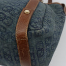 GUCCI GG Canvas Interlocking G Abbey Tote Bag Denim Blue Gold 130736 Auth 177670-12