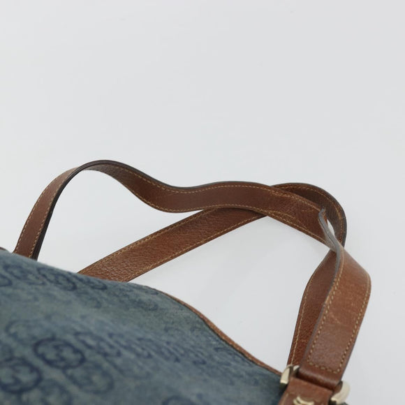 GUCCI GG Canvas Interlocking G Abbey Tote Bag Denim Blue Gold 130736 Auth 177670