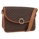 CELINE Macadam Canvas Shoulder Bag PVC Leather Brown Gold Auth 177673A-1