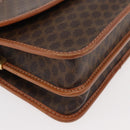 CELINE Macadam Canvas Shoulder Bag PVC Leather Brown Gold Auth 177673A-10