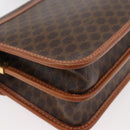 CELINE Macadam Canvas Shoulder Bag PVC Leather Brown Gold Auth 177673A-12
