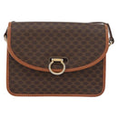 CELINE Macadam Canvas Shoulder Bag PVC Leather Brown Gold Auth 177673A-2