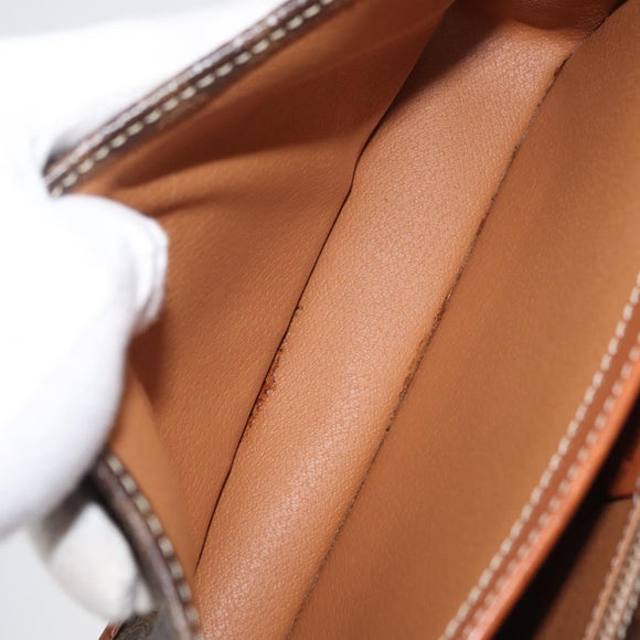 CELINE Macadam Canvas Shoulder Bag PVC Leather Brown Gold Auth 177673A