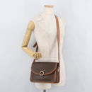 CELINE Macadam Canvas Shoulder Bag PVC Leather Brown Gold Auth 177673A-26