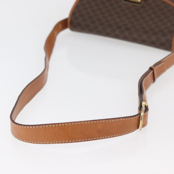 CELINE Macadam Canvas Shoulder Bag PVC Leather Brown Gold Auth 177673A
