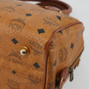 MCM Logogram Vicetos Boston Bag PVC Brown Gold Auth 177680-15