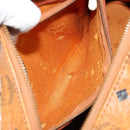 MCM Logogram Vicetos Boston Bag PVC Brown Gold Auth 177680-21