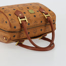 MCM Logogram Vicetos Boston Bag PVC Brown Gold Auth 177680-7
