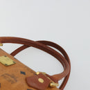 MCM Logogram Vicetos Boston Bag PVC Brown Gold Auth 177680-8