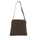 FENDI Zucca Canvas Mamma Baguette Shoulder Bag Brown Black Auth 177684A-1