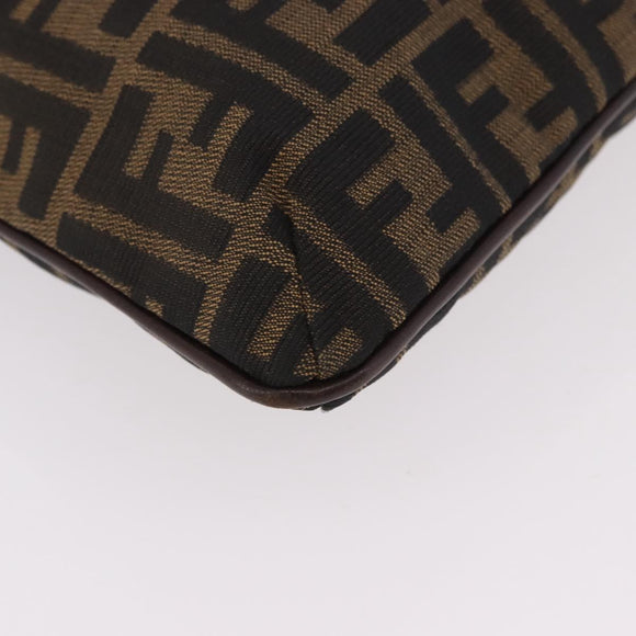 FENDI Zucca Canvas Mamma Baguette Shoulder Bag Brown Black Auth 177684A