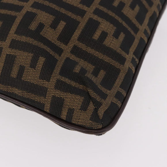 FENDI Zucca Canvas Mamma Baguette Shoulder Bag Brown Black Auth 177684A