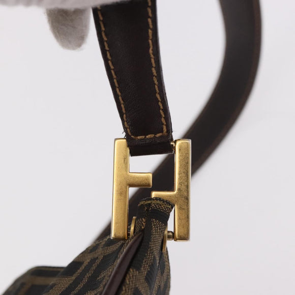 FENDI Zucca Canvas Mamma Baguette Shoulder Bag Brown Black Auth 177684A