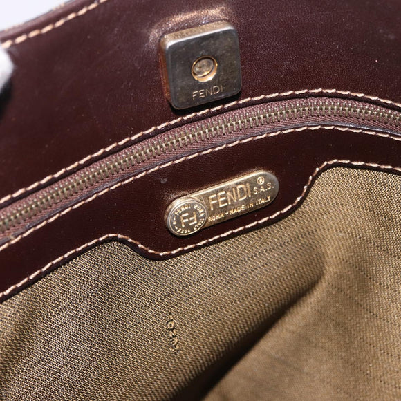 FENDI Zucca Canvas Mamma Baguette Shoulder Bag Brown Black Auth 177684A