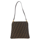 FENDI Zucca Canvas Mamma Baguette Shoulder Bag Brown Black Auth 177684A-13