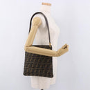 FENDI Zucca Canvas Mamma Baguette Shoulder Bag Brown Black Auth 177684A-23
