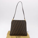 FENDI Zucca Canvas Mamma Baguette Shoulder Bag Brown Black Auth 177684A-12