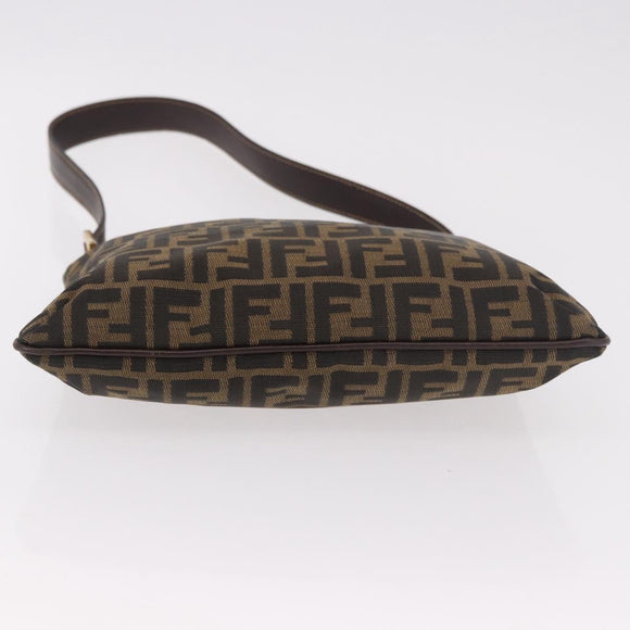 FENDI Zucca Canvas Mamma Baguette Shoulder Bag Brown Black Auth 177684A