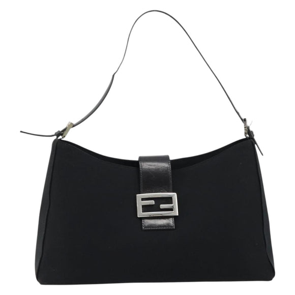 FENDI Schoudertas Zwart Zilver Auth 177685